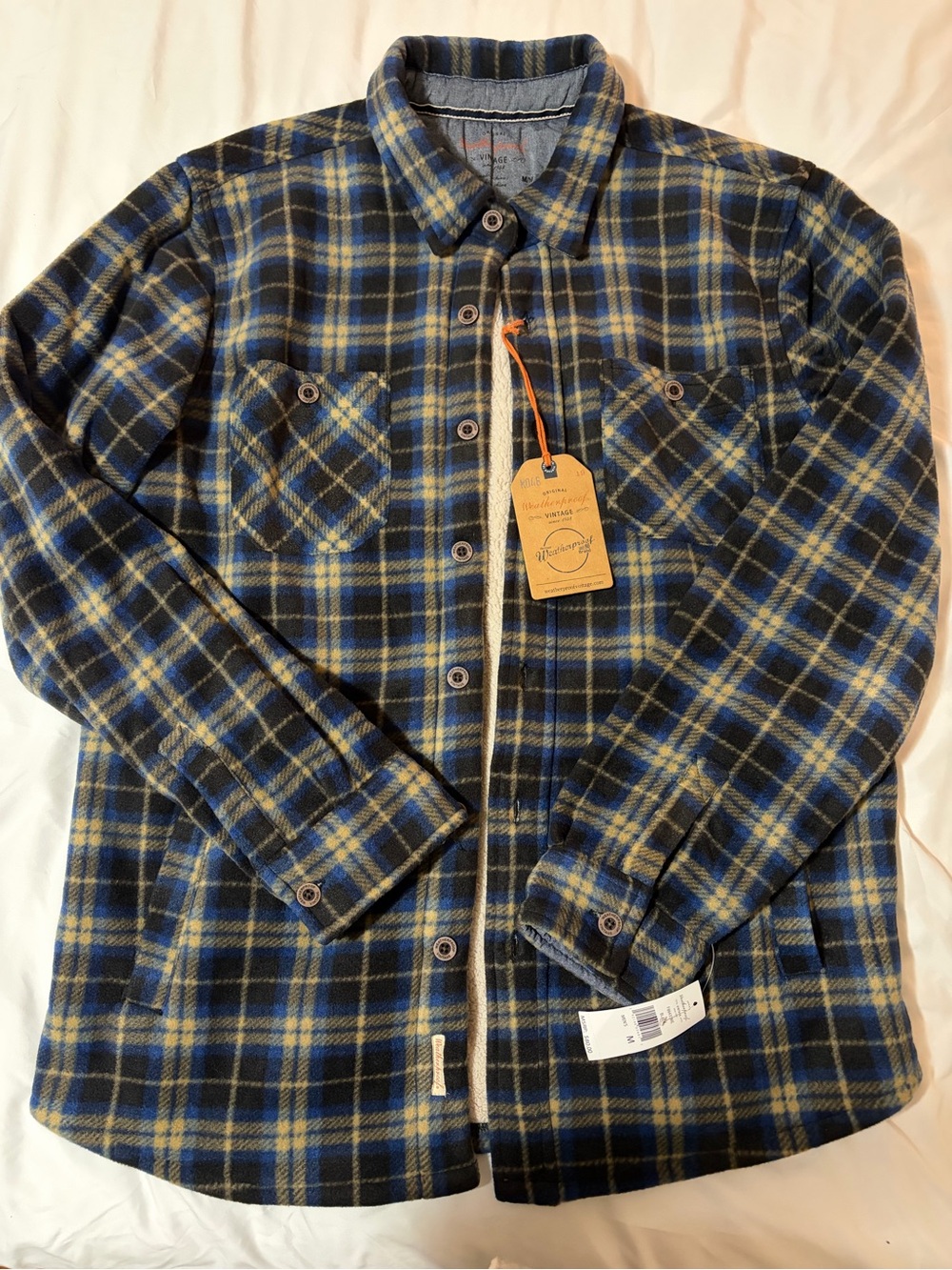 Weatherproof Blue & Yellow Plaid Button-Up Jacket